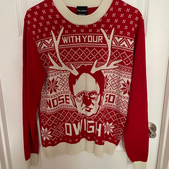 The Office "With Your Nose So Dwight" Christmas Sweater Size Medium - Picture 2 of 5